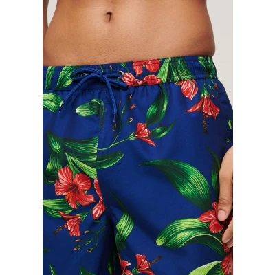 Afbeelding van Superdry Hawaiian Print 17 Zwemshorts, Heren, Maat: Large, Hibiscus royal blue