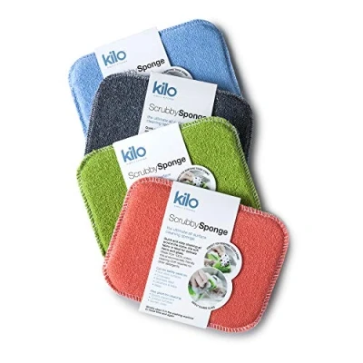 Afbeelding van Kilo Scrubby spons niet kras potschuursponsje met absorberende kern, multifunctionele set van 4, eenheidsmaat, 17 x 13 cm, 4