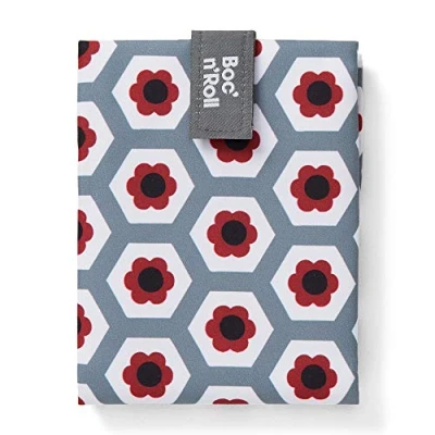 Afbeelding van Roll&#039;eat ® Boc&#039;n&#039;Roll Tiles Herbruikbare Ecologische Boterhamzak zonder BPA, Bloemen Waterdicht, Vlek bestendig, Gemakkelijk Te Reinigen Machine wasbaar