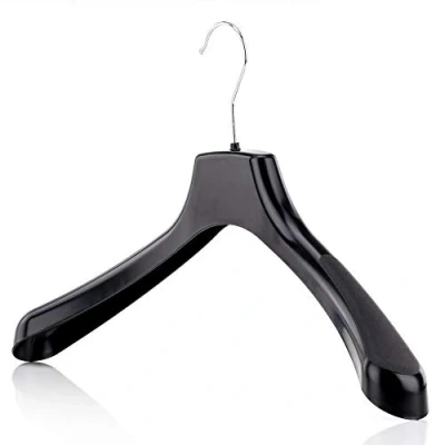 Afbeelding van HANGERWORLD 20 Pack Sterke Zwarte Plastic Coat Hangers 42.5cm voor Volwassenen Kleding met 4cm Brede Schouderondersteuning