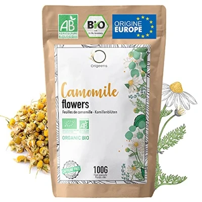 Afbeelding van Biologische KRUIDENTHEE Kamille Europese Oorsprong, 100g Losse kruidenthee, Thee Nachtrust en Spijsvertering Bloemen van Duitse Wilde Bio