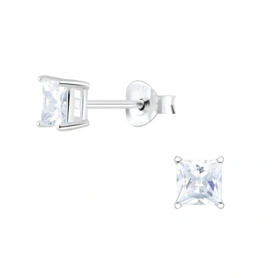 Afbeelding van JoyS Zilveren vierkant oorbellen 4 mm zirkonia