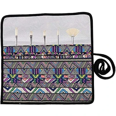 Afbeelding van 20 Slots Verf Borstel Houder Kunstenaar Borstels Pouch Bag Roll Up Pen voor Lange Handvat Olie Aquarel