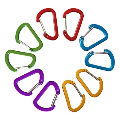 Afbeelding van 10 stuks sleutelhangers, aluminium, duurzame snelspanner, automatische vergrendeling, D vorm, veerbelaste draadclip voor thuis, camper, camping, vissen, wandelen, reizen en sport in de open lucht