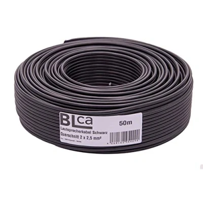 Afbeelding van BLca 50m 2x2,5mm² luidsprekerkabel CCA I geïsoleerd zwart met polariteitsmarkering LS kabel per meter voor stereo installatie enz.
