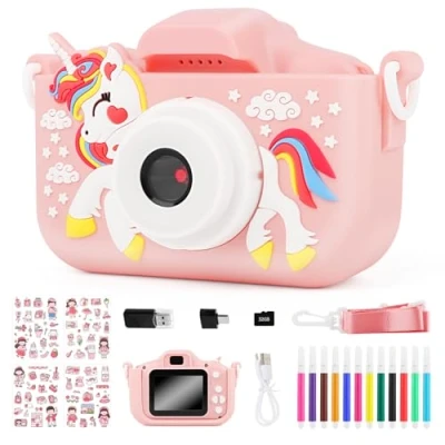 Afbeelding van MXTIMWAN Digitale camera voor kinderen, 1080p HD, 2,0 inch scherm, anti vallen, met 32 GB TF kaart, als verjaardagscadeau, Kerstmis, schoolcadeau