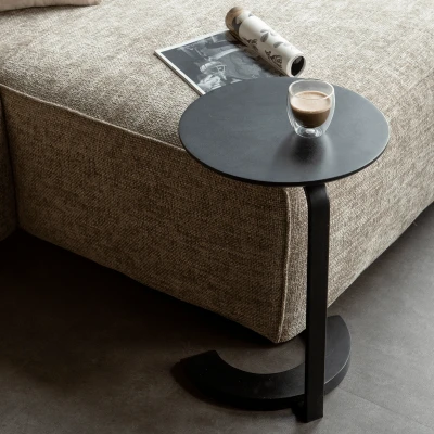 Afbeelding van Woood Bijzettafel Floor Hout/Metaal Zwart Metaal