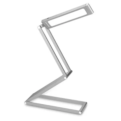 Afbeelding van kwmobile LED opvouwbare bureaulamp Draagbare tafellamp met draaibare kop Draadloos design micro USB oplaadkabel Energieklasse A+ Zilver