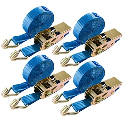 Afbeelding van Arebos spanband 6 m 800 kg tweedelig met haakjes EN 12195 2, GS getest verpakking van 4 of 10 stuks blauw