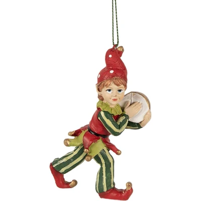 Afbeelding van Clayre &amp; Eef Kersthanger Elf 11 cm Rood Groen Polyresin Kerstboomversiering