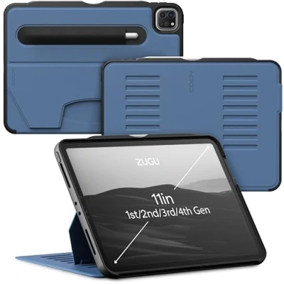 Afbeelding van Zugu case iPad Pro 11 Gen 4, 3 &amp; 2 (2022/2021/2020) oersterke luxe flip over volledige 360˚ bescherming met multifunctionele standaard functie geschikt voor Apple Pencil Slate