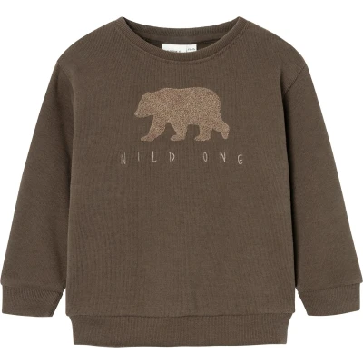 Afbeelding van NAME IT MINI sweater NMMOBEAR met printopdruk donkerbruin
