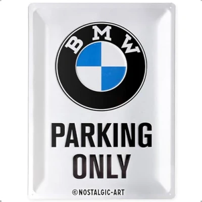 Afbeelding van Nostalgic Art Retro Tin Sign BMW Parking Only White Gift idea for car accessoires fans, Metal Plaque, 30 x 40 cm