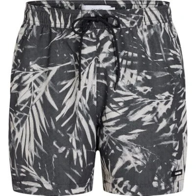Afbeelding van Calvin Klein Swimwear Medium Drawstring Print Zwemshorts, Heren, Maat: Small, Black