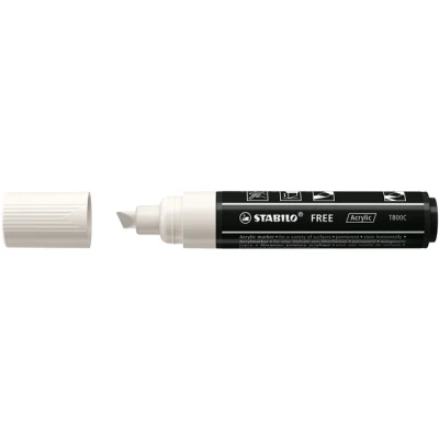 Afbeelding van Acrylmarker STABILO FREE Acrylic T800C Beitelpunt 4 10mm 1 stuks wit