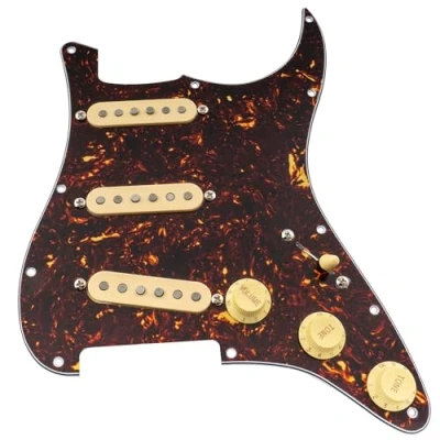 Afbeelding van Musiclily Pro SSS Bedrade Slagplaat Pre Wired Loaded Pickguard met Artec Staggered Alnico 5 Single Coil Elementen voor Strat stijl Elektrische Gitaar, 4 laags Tortoise Shell