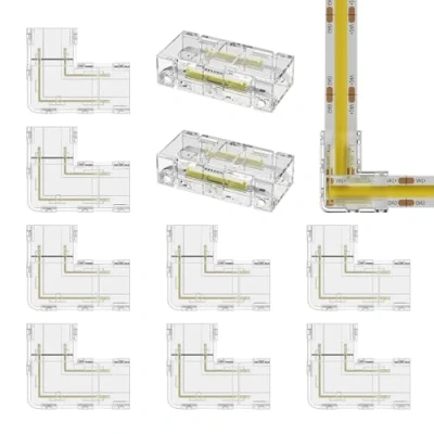 Afbeelding van mizikuu COB led stekker, 8 stuks 2 pins mm L type ledstripconnectoren en transparante middenverbinders, naadloze soldeervrije stekker voor ledstrips