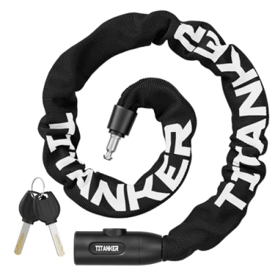 Afbeelding van Zwart Titank fietsslot met 2 sleutels Hoog beveiligingsniveau kettingslot Scooterslot, antidiefstalslot, motorfiets, brommerslot