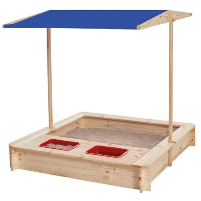 Afbeelding van HIXA Zandbak voor Kinderen met Overkapping Deksel Hout Modderkeuken 118x118cm Buiten