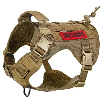 Afbeelding van OneTigris Hondentuigje FIRE Watcher Tactisch hondenvest, Molle hondentraining, service hondentuigje, 1000D nylon (M, bruin)