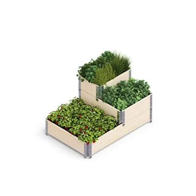 Afbeelding van Upyard Stepped Bed modern verhoogd bloembed van pallets modulair, meertraps natuurlijk hout voor tuin en terras, 120 x 80 58,5,