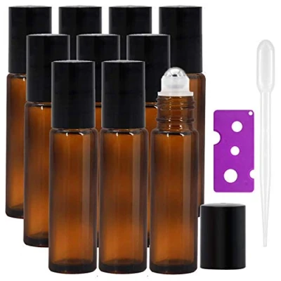 Afbeelding van JamHooDirect 10 stuks, ml etherische oliën Roll on Flessen Reizen Hervulbare Amber Glazen Roller met RVS Ballen, (inclusief 1 flesopener &amp; 12 stuks etiket)