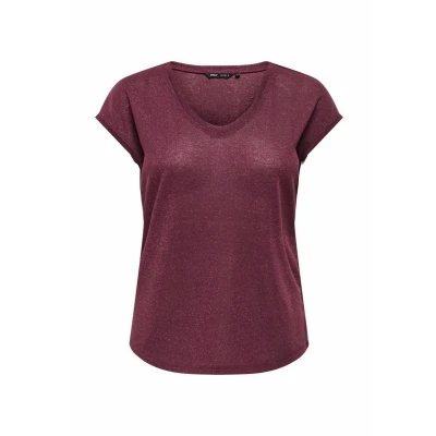 Afbeelding van Only Onlsilvery S V Neck Lurex Top Jrs 15136069 Bordeaux Dames The Stone