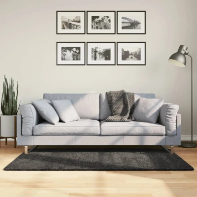 Afbeelding van Vloerkleed shaggy hoogpolig modern 80x150 cm antraciet