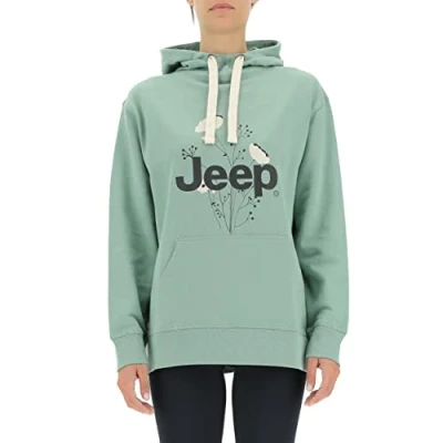 Afbeelding van Jeep O102606 E854 J oversized sweatshirt met capuchon, botanische print, J22W, jade groen, XL