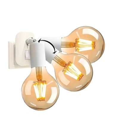 Afbeelding van Trango Stekkerlamp 11 061A incl. 1x 4 watt 2500K goud warmwit E27 LED lamp in mat wit *ANNA* fittinglamp, leeslamp, nachtlampje, wandlamp, keukenlamp, plug