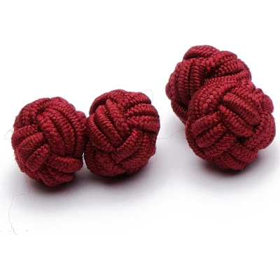 Afbeelding van Manchetknopen Zijden Knoop Bordeaux Rood