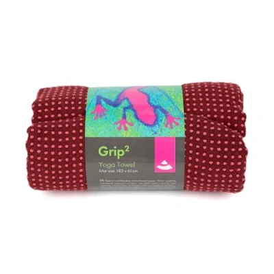 Afbeelding van Bodhi GRIP2 yogahanddoek yoga handdoek met antislipnoppen microvezel antislip trainingshanddoek ideaal voor hot yogamatoplegger antibacterieel donkerrood