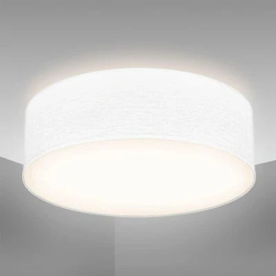 Afbeelding van B.K.Licht I Plafondlamp stoffen plafoniere slaapkamer plafondlampen lampen wit stof plafonniere IP20 Ø30cm excl. E27