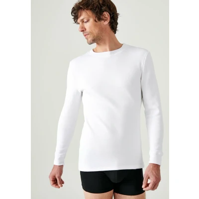 Afbeelding van Damart Thermolactyl T shirt met lange mouwen, opgeruwd fleece, Wit, L