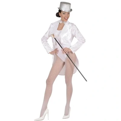 Afbeelding van Widmann Jaren 20 Danseressen Kostuum Frackjas Satijn Dames, Wit Vrouw / Beige Medium Carnavalskleding Verkleedkleding