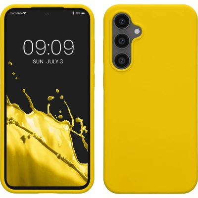 Afbeelding van kwmobile telefoonhoesje geschikt voor Samsung Galaxy S23 FE Hoesje met siliconen coating Smartphone case in stralend geel