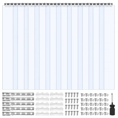 Afbeelding van VEVOR 10x strokengordijnlamellen PVC transparant 152,4 x 213,4 cm