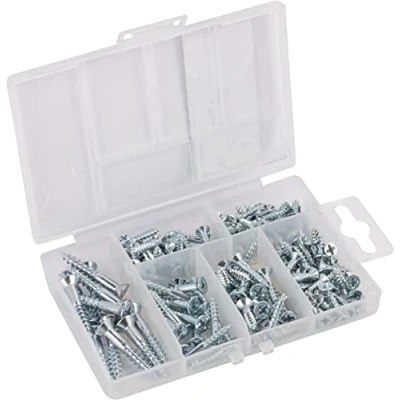 Afbeelding van Connex Houtschroeven Assortiment 175 delig DIN 7997 Diverse maten Verzonken PH Phillips aandrijving Verzinkt/Schroeven Set met pluggen/Assortimentdoos / DP8500116
