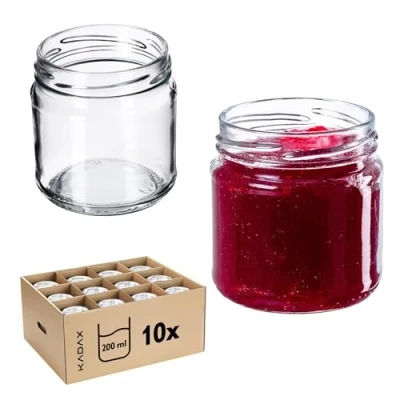 Afbeelding van KADAX Kleine inmaakpotten 200 ml jampotten fi66 mm mini glazen voor honing en specerijen luchtdichte weckpotten ronde (10 stuks zonder deksel)