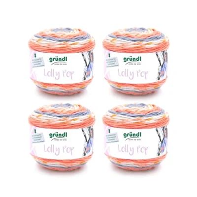 Afbeelding van Gründl Lolly Pop Haak en breigaren (wolachtig wasbaar universeel garen 100% polyacryl, 150 g / 240 m, naalddikte: 5 6, 4 x g), manderine oranje tin wit kleur