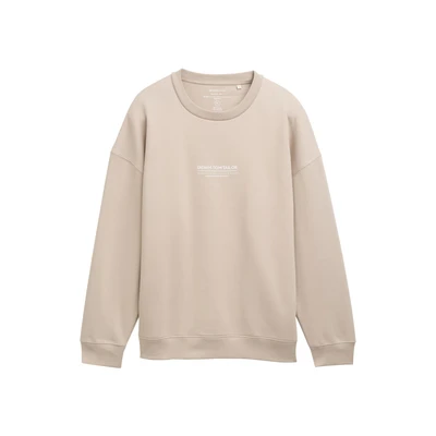 Afbeelding van TOM Tailor Denim Relaxed Printed CREW NECK Sweater, Heren, Maat: XS, Light dove grey