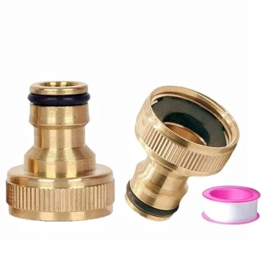 Afbeelding van 2 stuks tuinslangkraan connector 3/4 inch messing vrouwelijke schroefdraad kraan voor slangpijp, schroefdraadkraanadapter (set6)