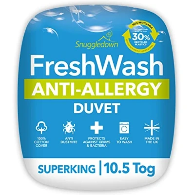 Afbeelding van Snuggledown Freshwash Super King Dekbedovertrek, met allergieën, katoen, wit, katoen