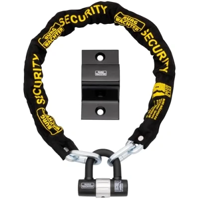 Afbeelding van Burg Wachter 1.5M Verkocht Secure Gold Bike Chain, Lock and Ground Anchor Kit Zwart