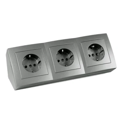 Afbeelding van MC POWER Flair Stopcontactdoos, onderbouwcontactdoos, 3 voudige geaarde contactdoos, 15 cm kabel met kroonklem, 250 V / 16 A, opbouwbouw, antraciet, mat