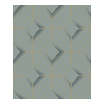 Afbeelding van Leen Bakker Dutch Wallcoverings Galactik Ruit Groen/goud 0,53x10,05m Behang Groen Vlies