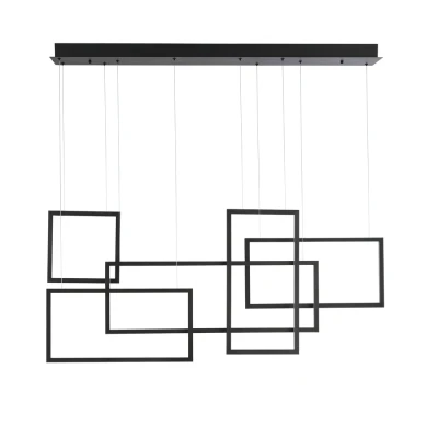 Afbeelding van Nova Luce, Hanglamp, CORNICE LED hanglamp zwart 91W warm wit 120x50x160cm dimbaar 9142765