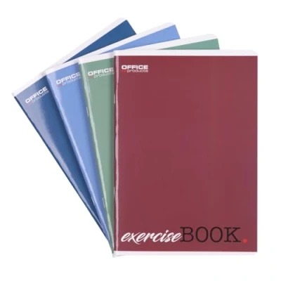 Afbeelding van OFFICER PRODUCTS Schoolboek/formaat A5, 80/80 vellen, geruit, gemengd, verpakking van 4 stuks, met motieven, gesorteerd, voor jonge mensen en kinderen, rand, witte kaarten, blauw geruit
