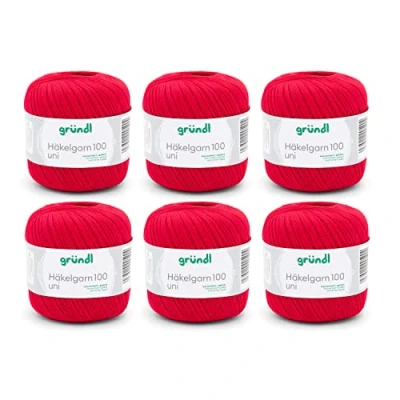 Afbeelding van Gründl 100 haakgaren, katoen, signaalrood, 6 x g