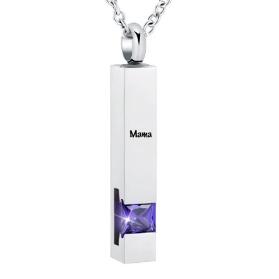 Afbeelding van Luxe Ashanger Met Ketting En Gravering Mama Assieraad Zilverkleurig Paarse Steen As Gedenksieraad Urn Incl. vuller